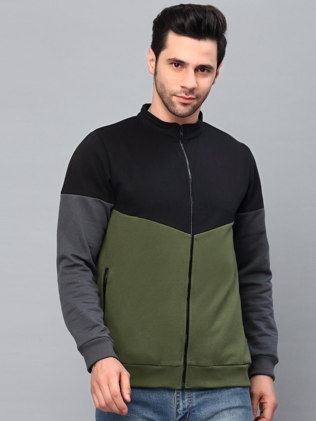 

Rigo Men Colourblocked Lightweight Bomber Jacket, Black