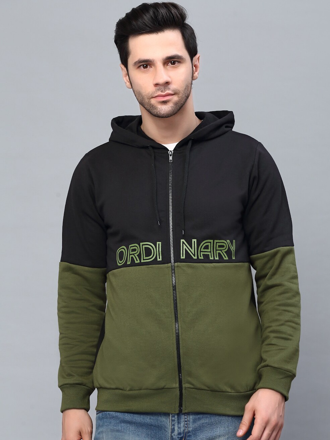 

Rigo Men Colourblocked Lightweight Hooded Bomber Jacket, Green