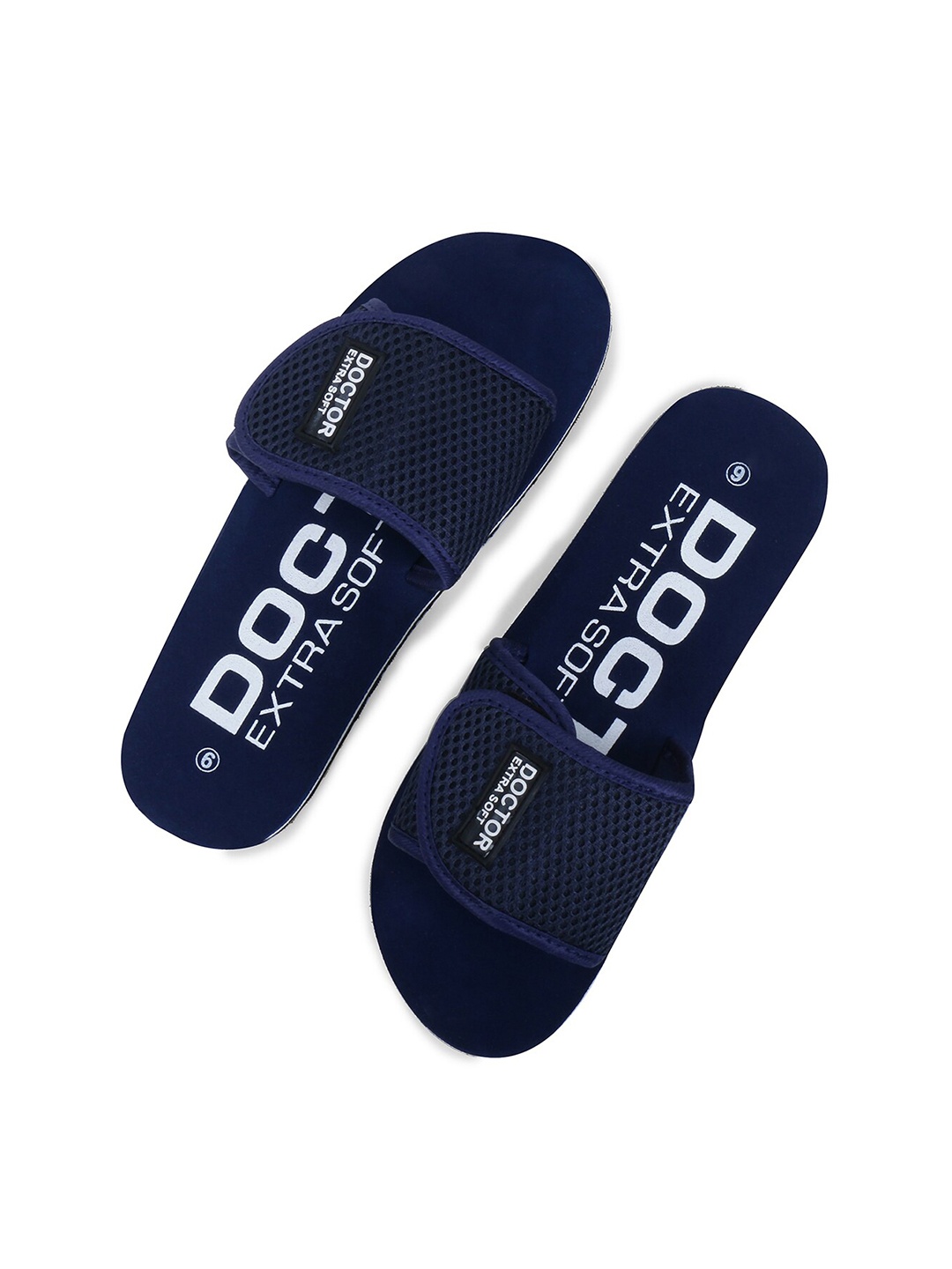 

DOCTOR EXTRA SOFT Women Textured Orthopedic Non-Slip Sliders, Navy blue