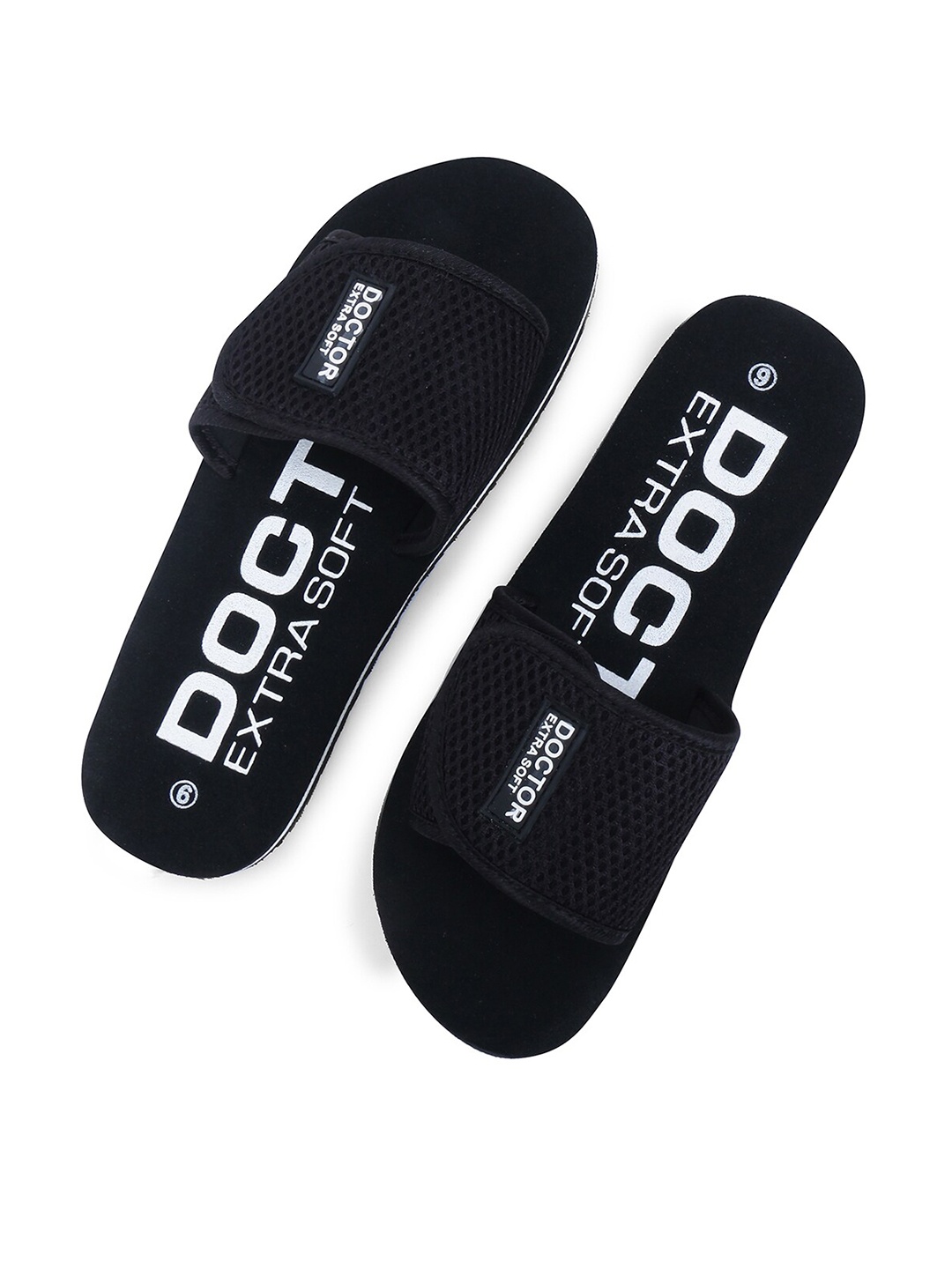 

DOCTOR EXTRA SOFT Women Textured Orthopedic Non-Slip Sliders, Black