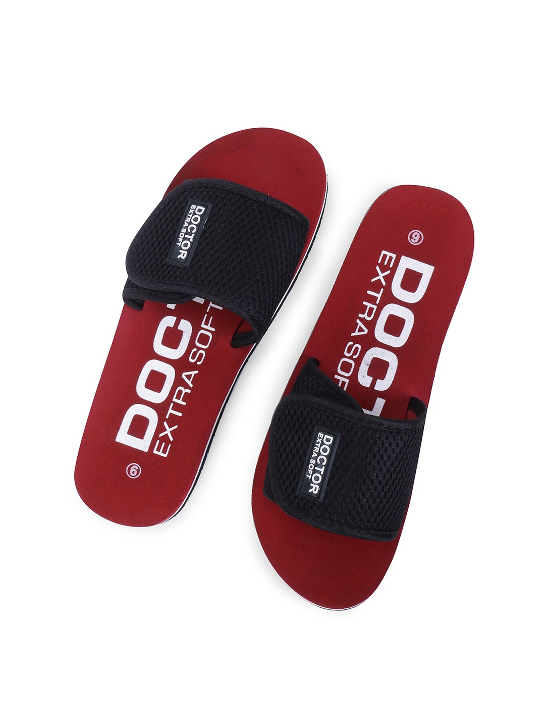 

DOCTOR EXTRA SOFT Women Printed Orthopedic Non Slip Rubber Sliders, Red