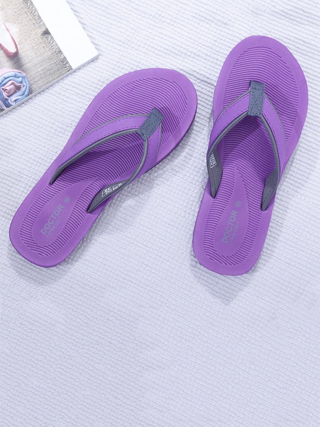 

DOCTOR EXTRA SOFT Women Bounce Back Technology Rubber Thong Flip-Flops, Purple