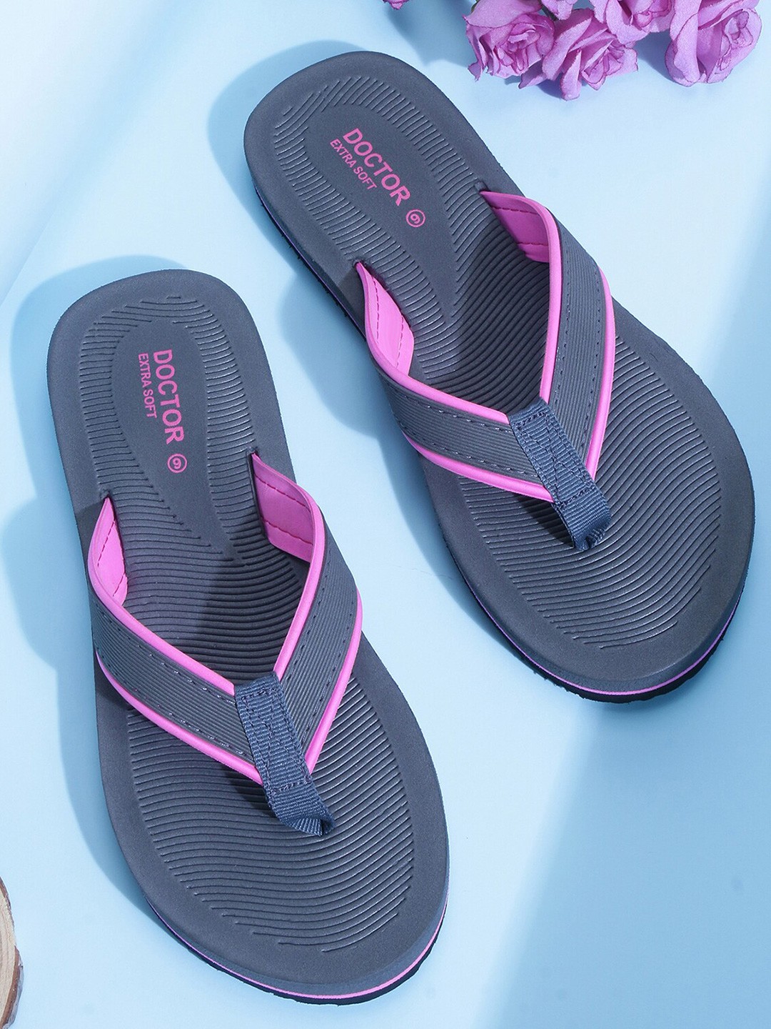 

DOCTOR EXTRA SOFT Women Orthopedic Rubber Thong Flip-Flops, Pink