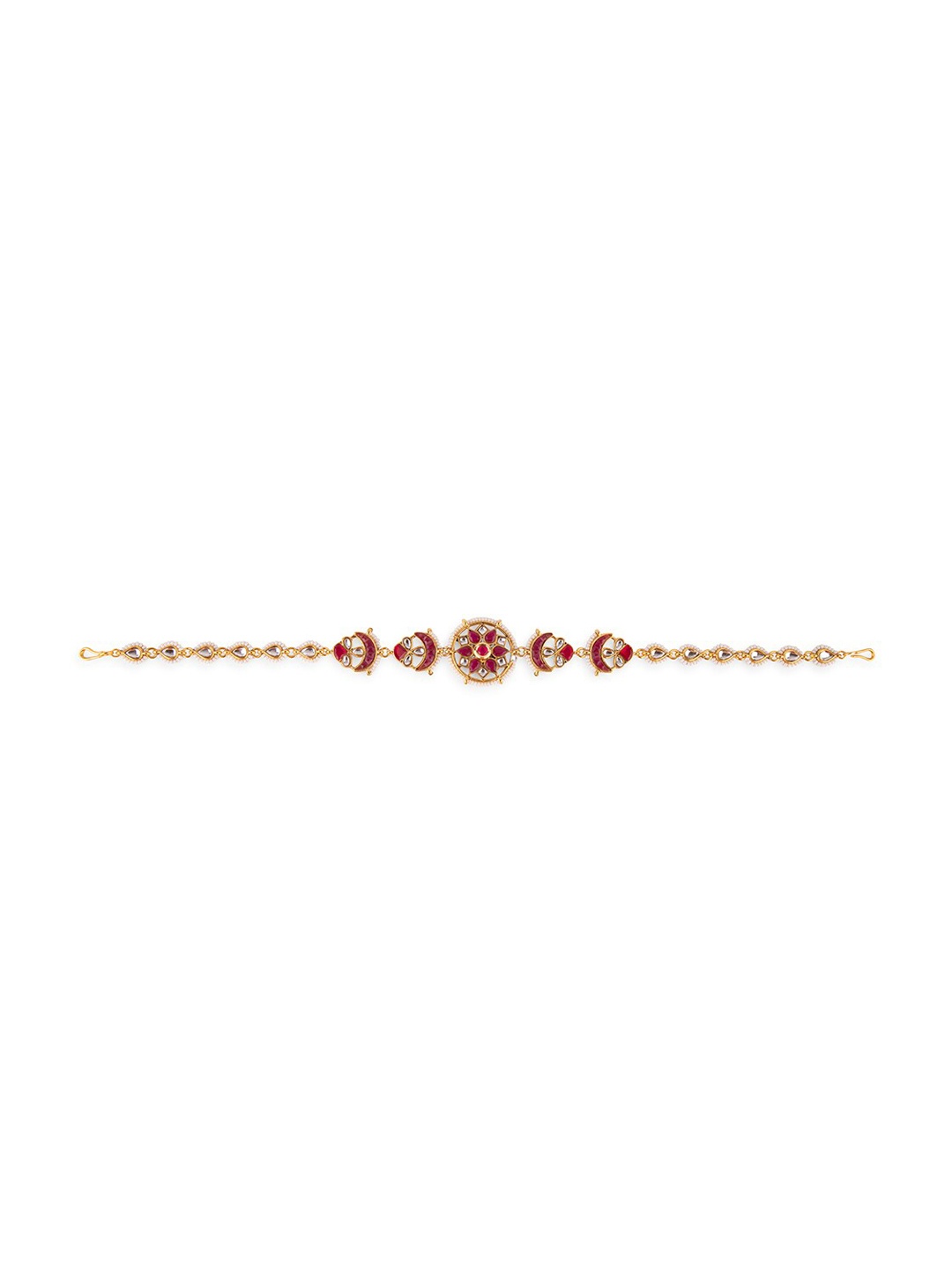 

Priyaasi Gold-Plated Ruby Floral Kundan Maathapatti