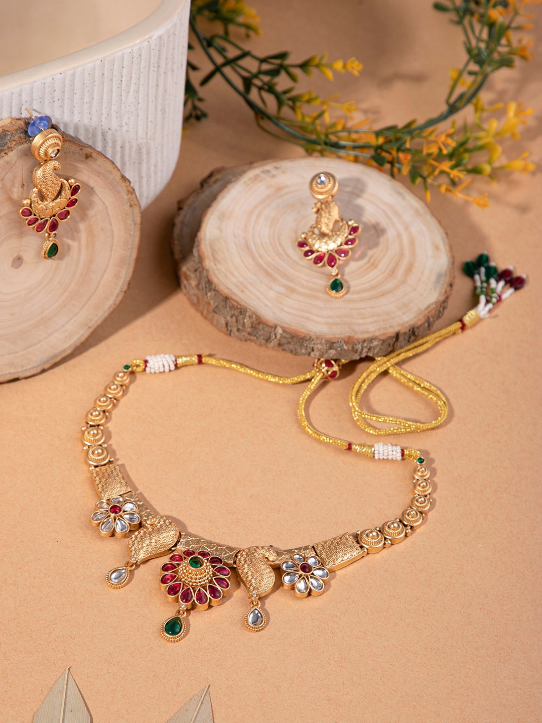 

Priyaasi Gold Plated Stone Studded Kemp Jewellery Set