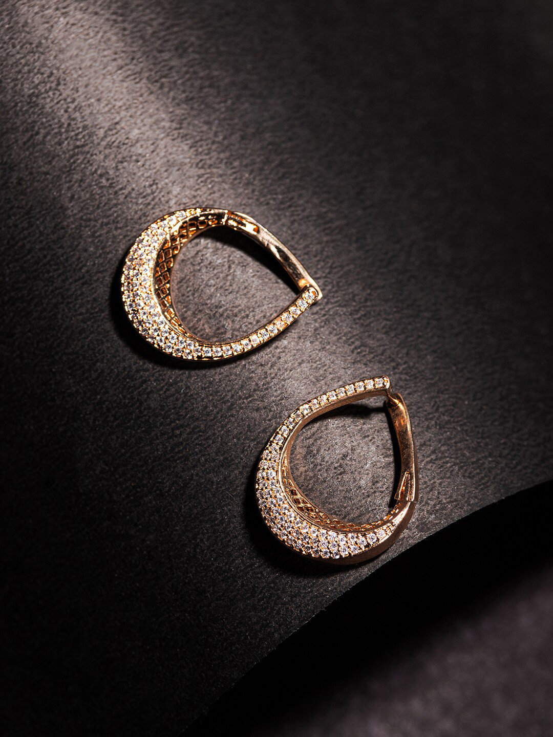 

Priyaasi Rose Gold Plated Contemporary Drop Earrings
