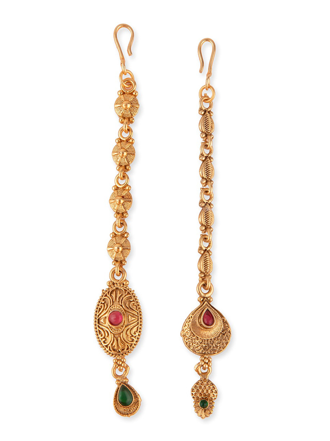 

Priyaasi Set Of 2 Gold Plated Real Kemp Traditional Maangtikka