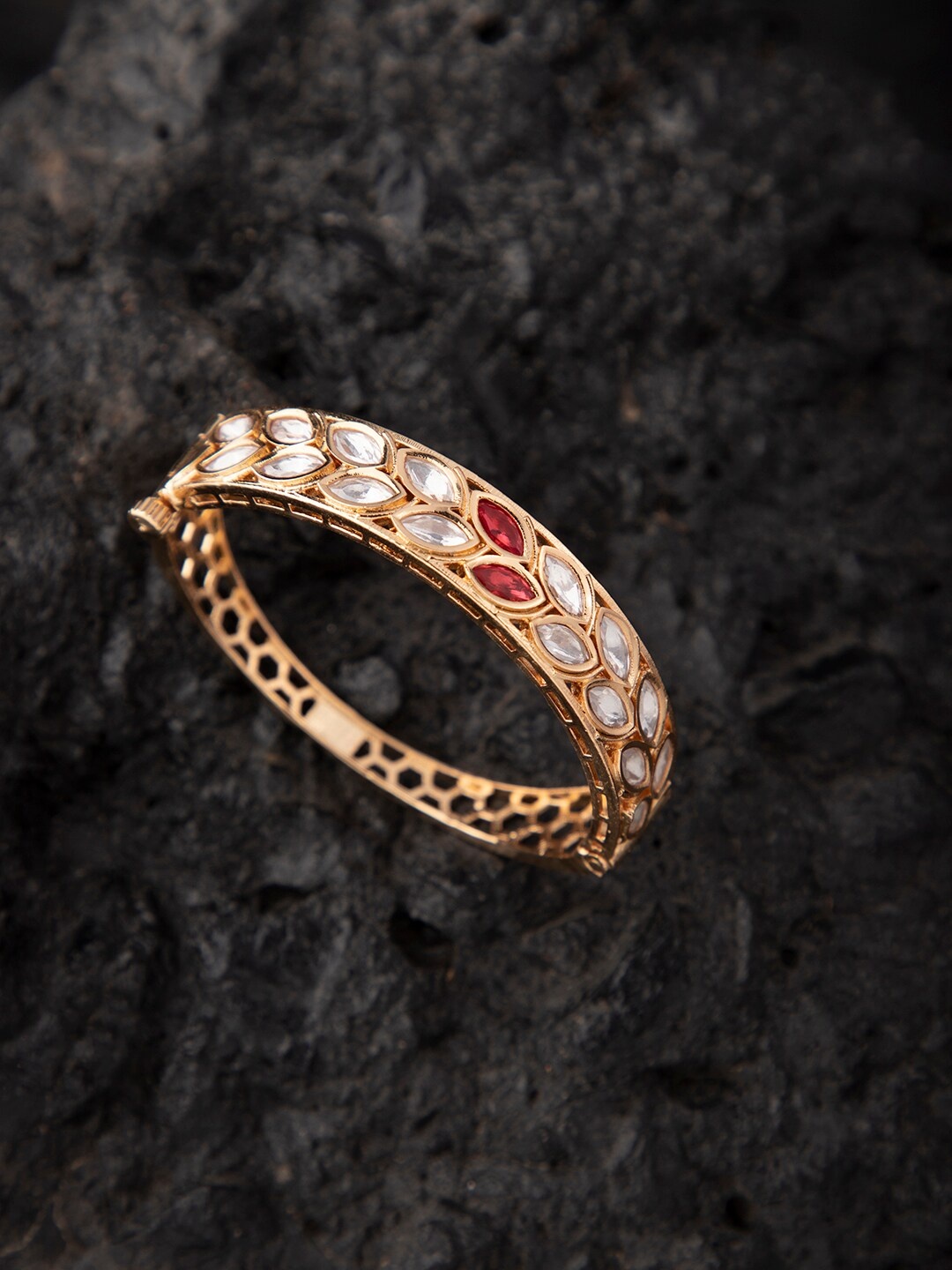 

Priyaasi Kundan Gold-Plated Bangle-Style Bracelet