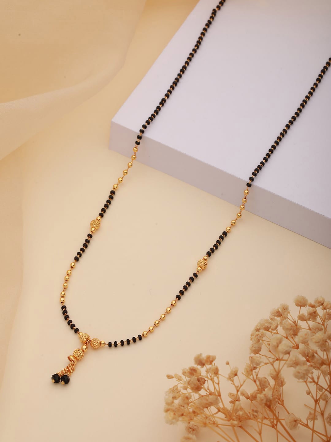 

Aadvik Designs Gold-Plated Beaded Chain Mangalsutra