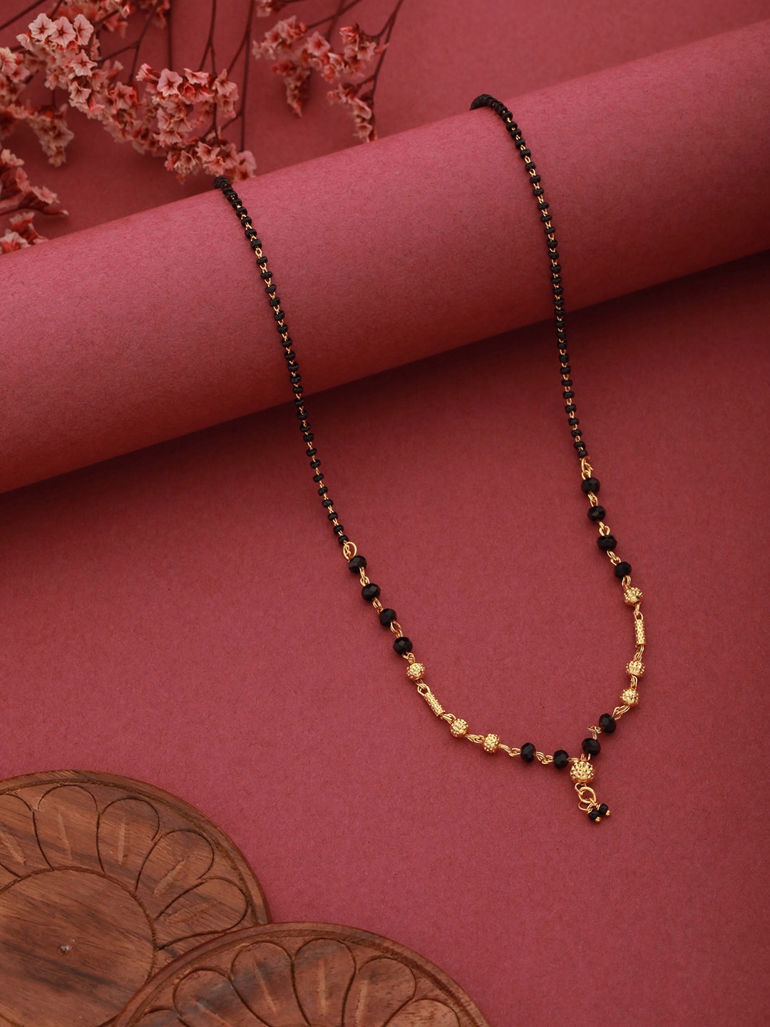 

Aadvik Designs Gold-Plated Beaded Mangalsutra