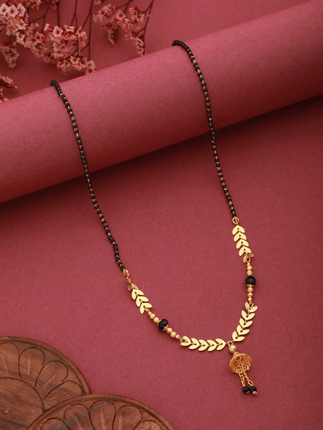 

Aadvik Designs Gold-Plated Beaded Chain Mangalsutra