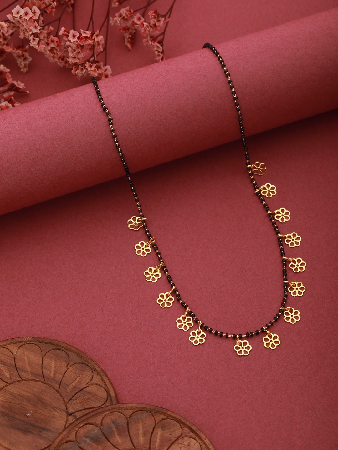 

Aadvik Designs Gold-Plated Beaded Mangalsutra