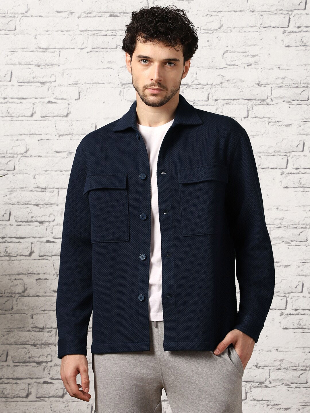NOBERO Checked Longline Tailored Jacket, Blue