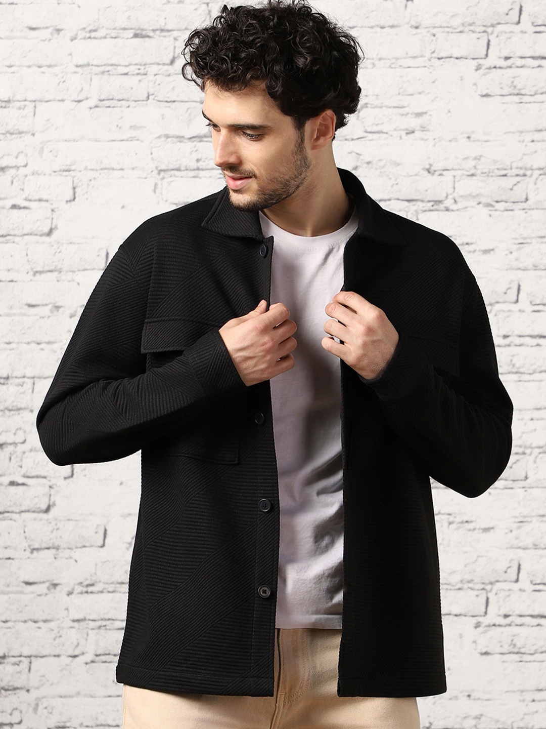 

NOBERO Longline Denim Jacket, Black