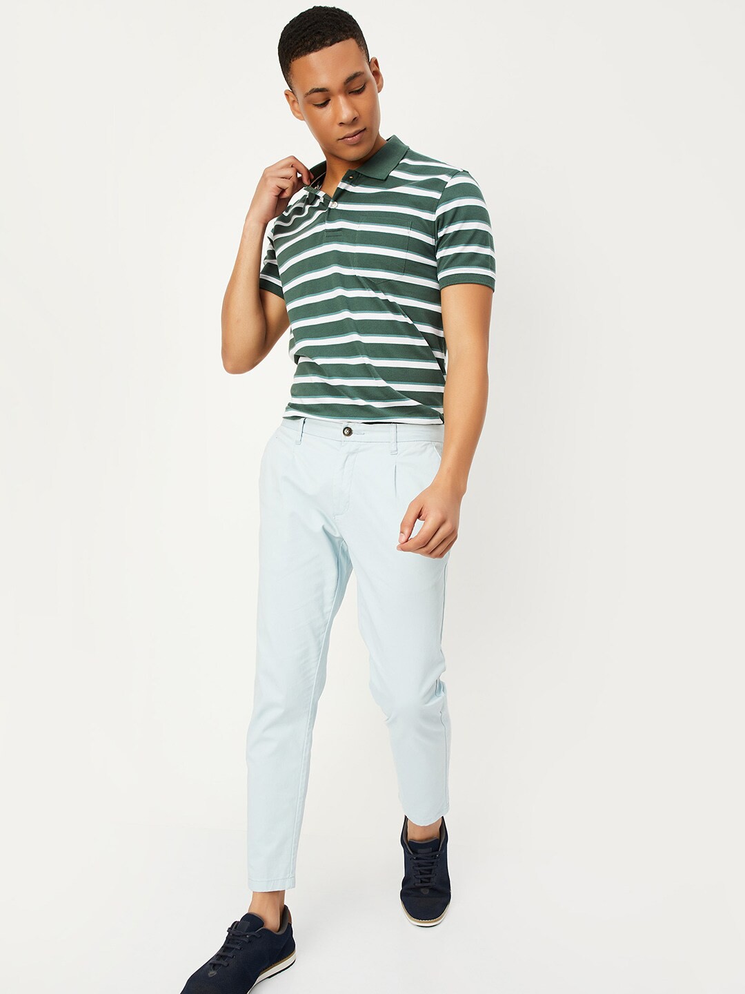 

max Horizontal Striped Cotton T-Shirt, Green