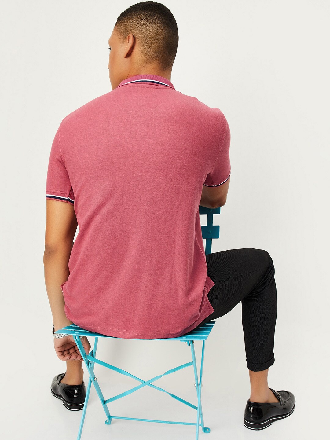

max Regular Fit Polo Collar Short Sleeve Cotton T-shirt, Pink