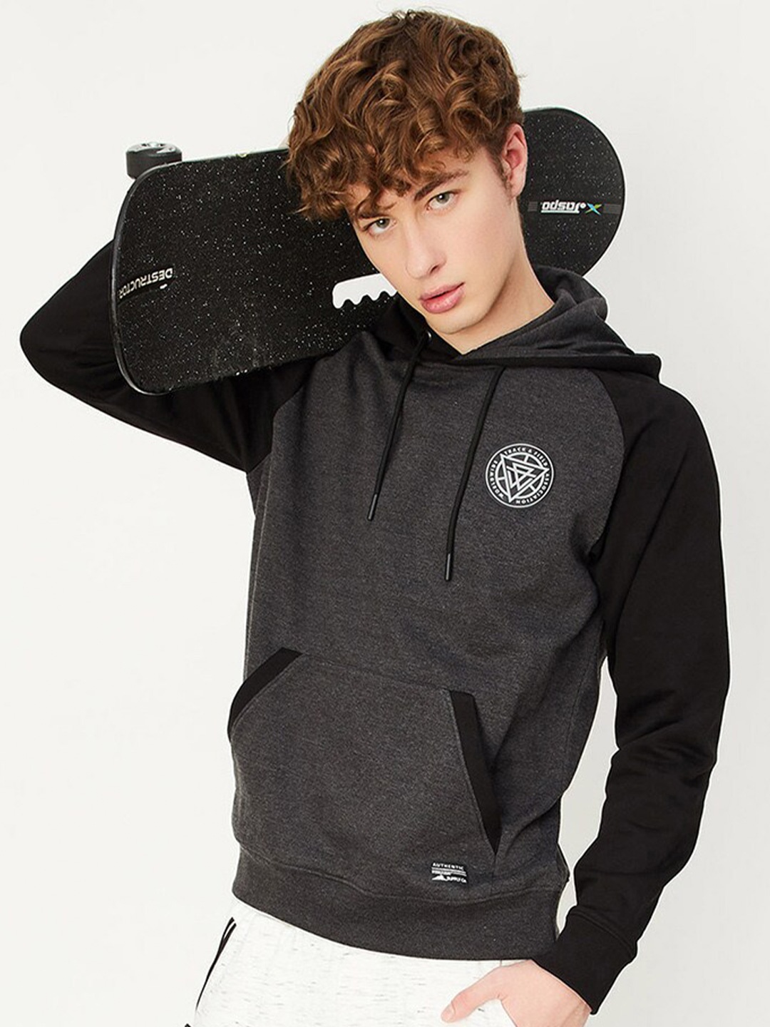 

max Cotton Hooded Pullover Sweatshirt, Black