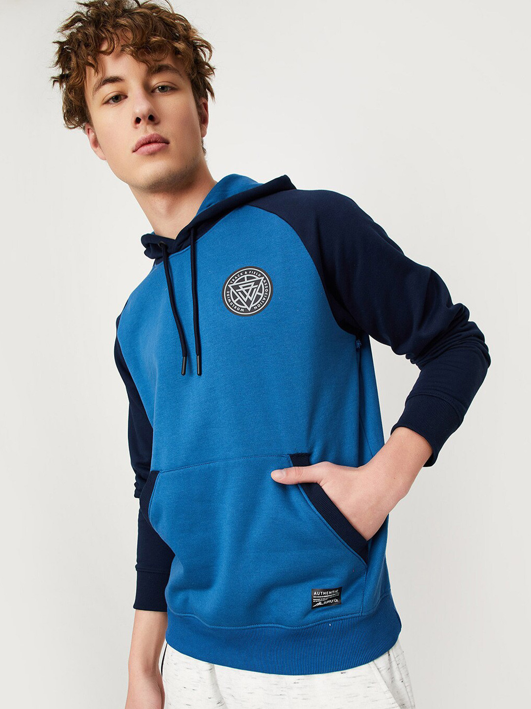 

max Printed Hooded Sweatshirt, Navy blue