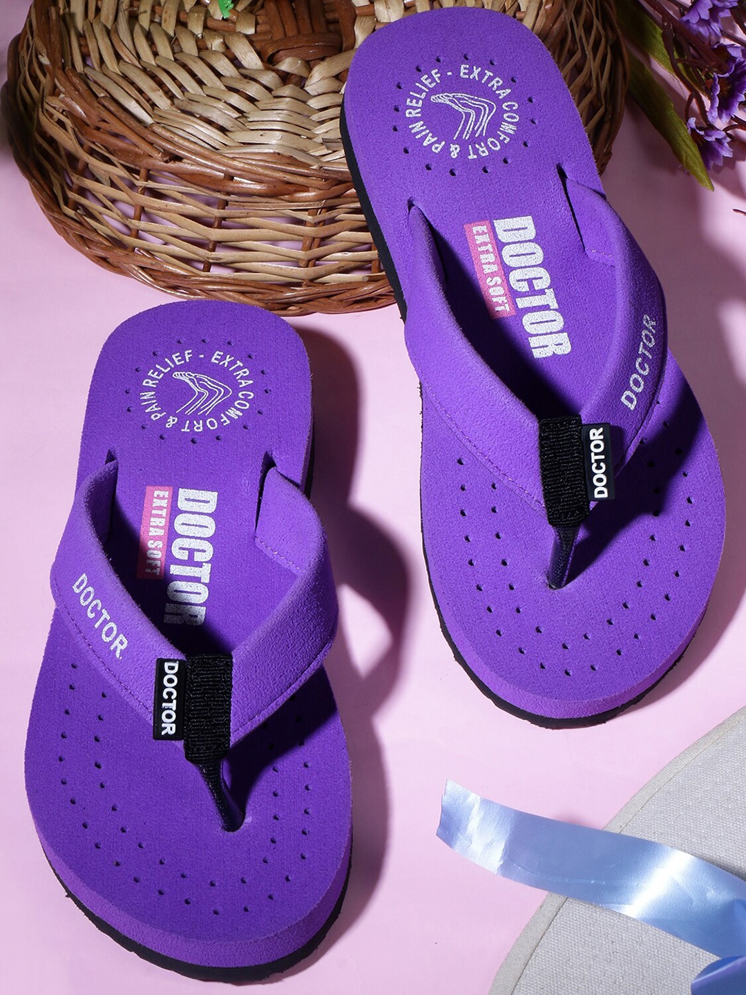 

DOCTOR EXTRA SOFT Women Orthopedic Non-Slip Thong Flip-Flops, Purple