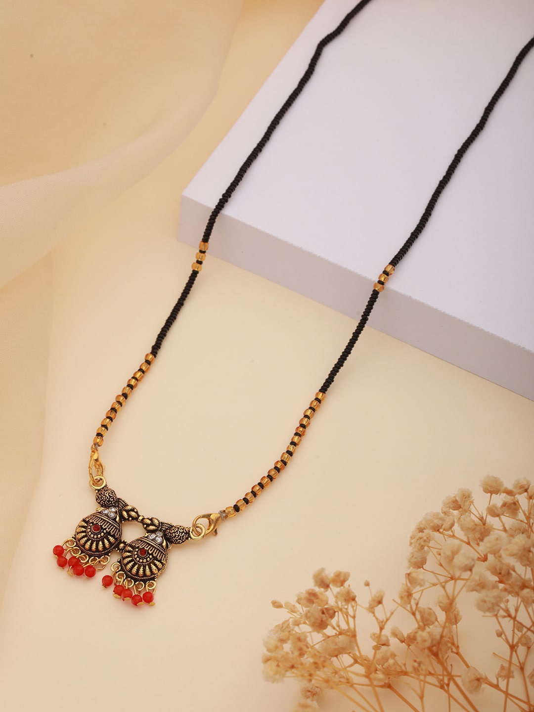 

Aadvik Designs Gold-Plated Stone & Beaded Mangalsutra