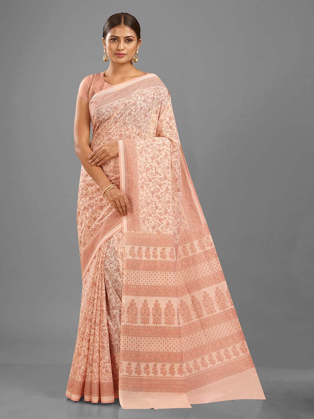 

SHANVIKA Floral Printed Saree, Peach