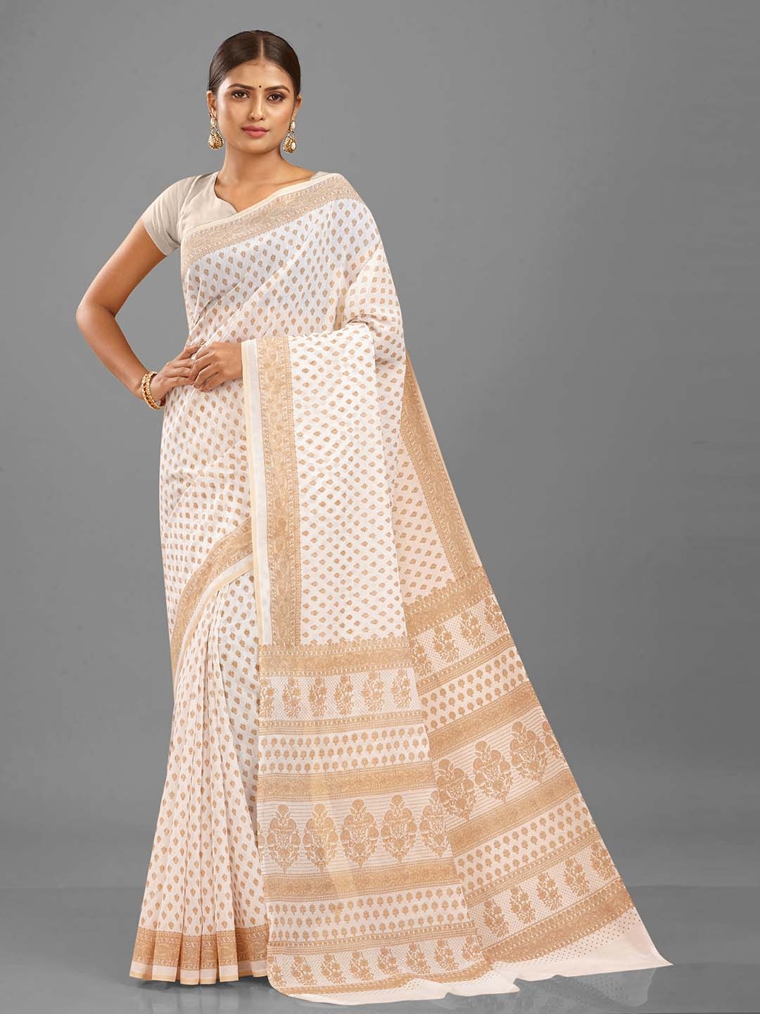 

SHANVIKA Ethnic Motifs Printed Saree, White