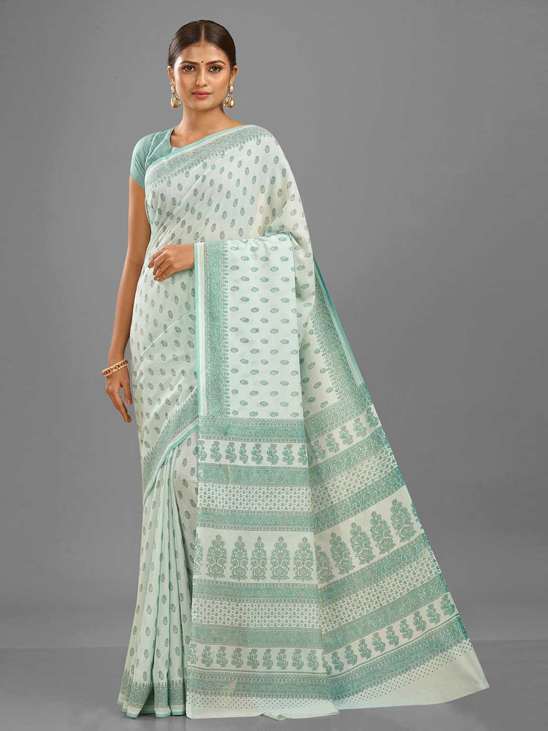 

SHANVIKA Floral Printed Saree, Sea green
