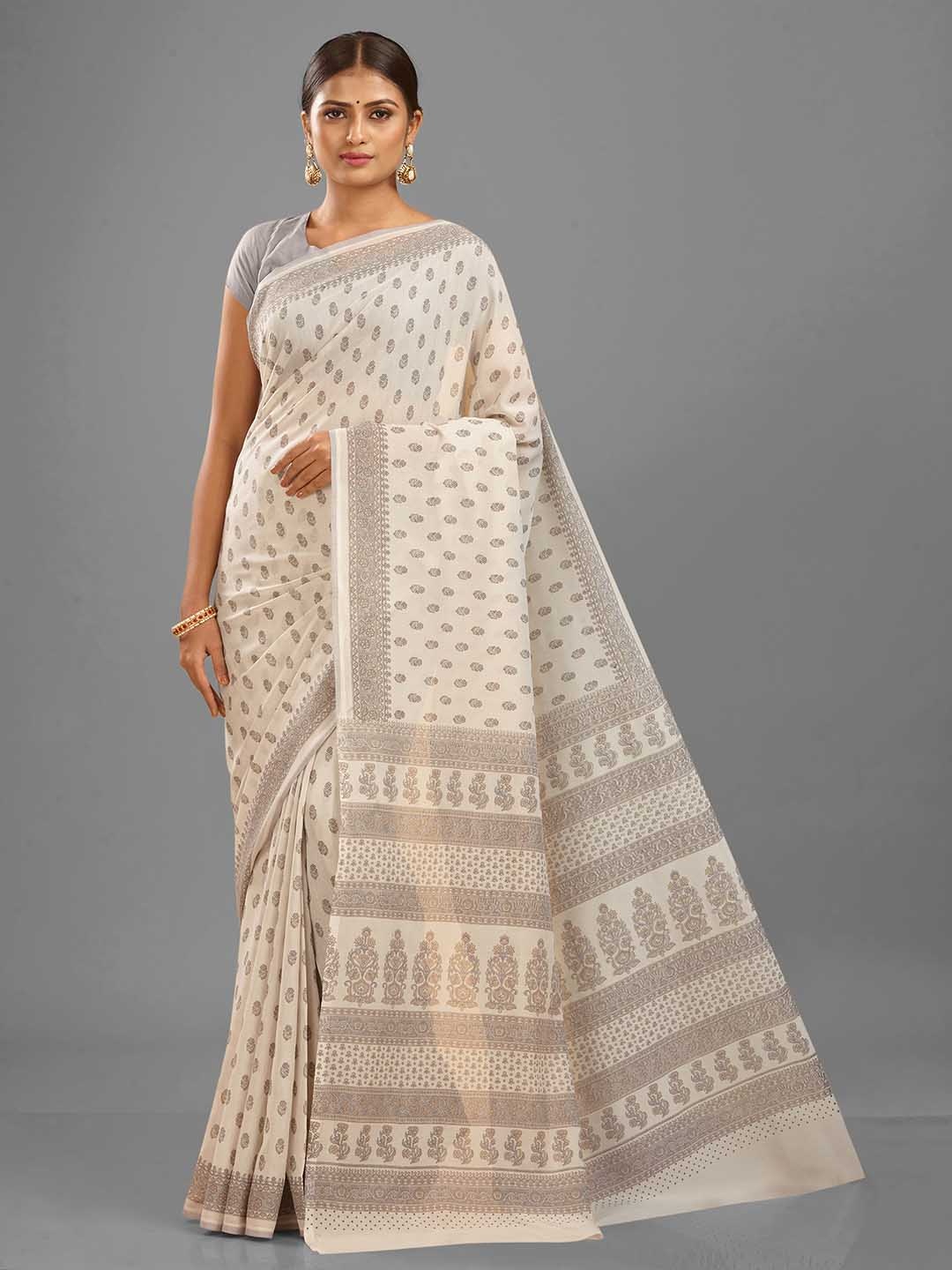 

SHANVIKA Floral Printed Saree, Grey