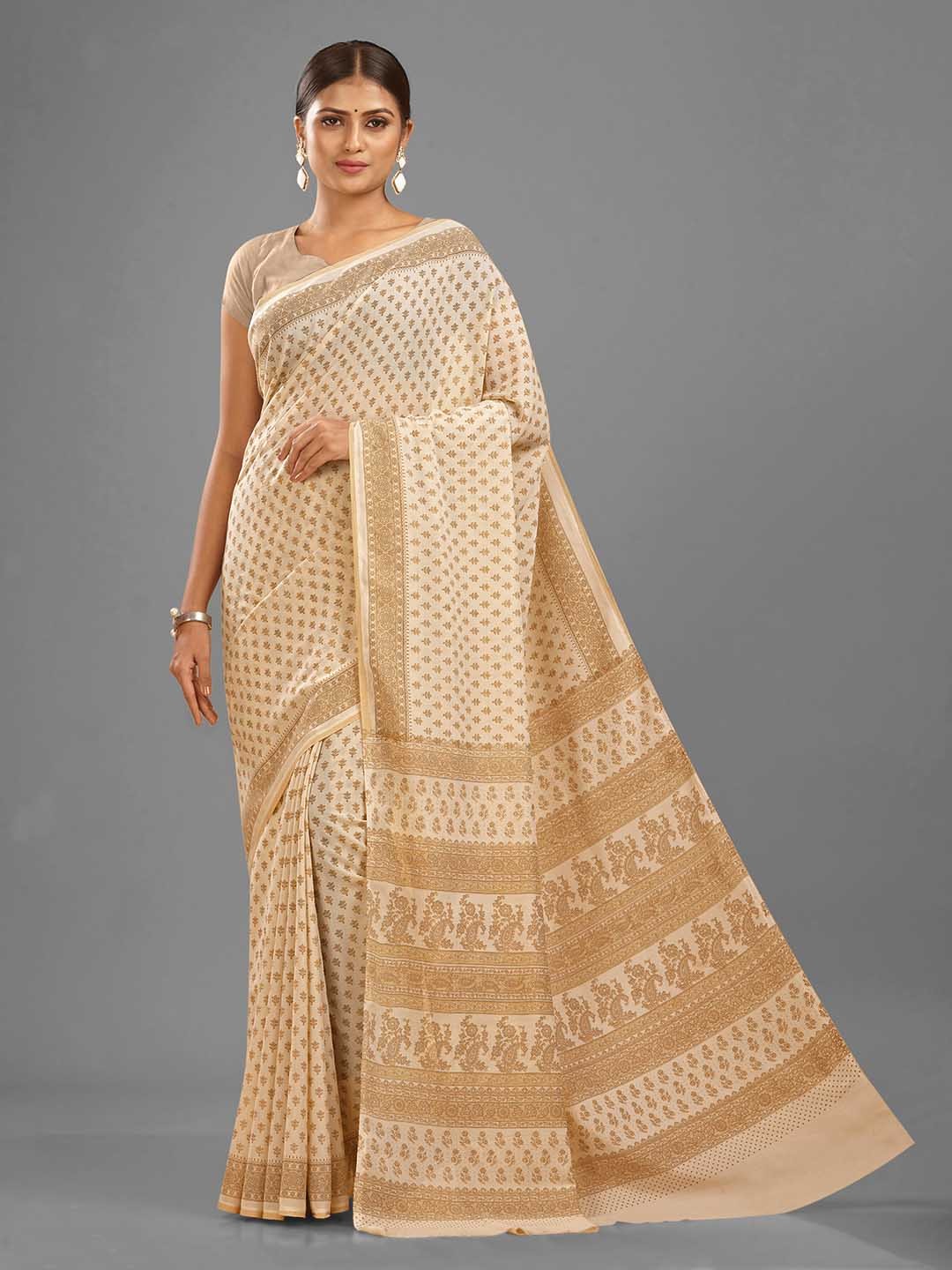 

SHANVIKA Floral Printed Saree, Beige