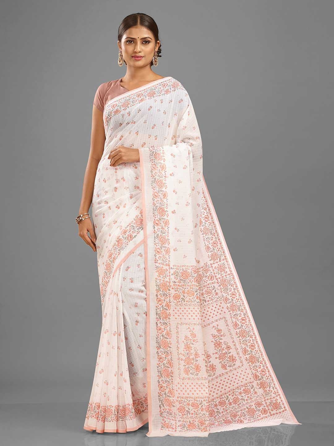 

SHANVIKA Floral Printed Saree, White