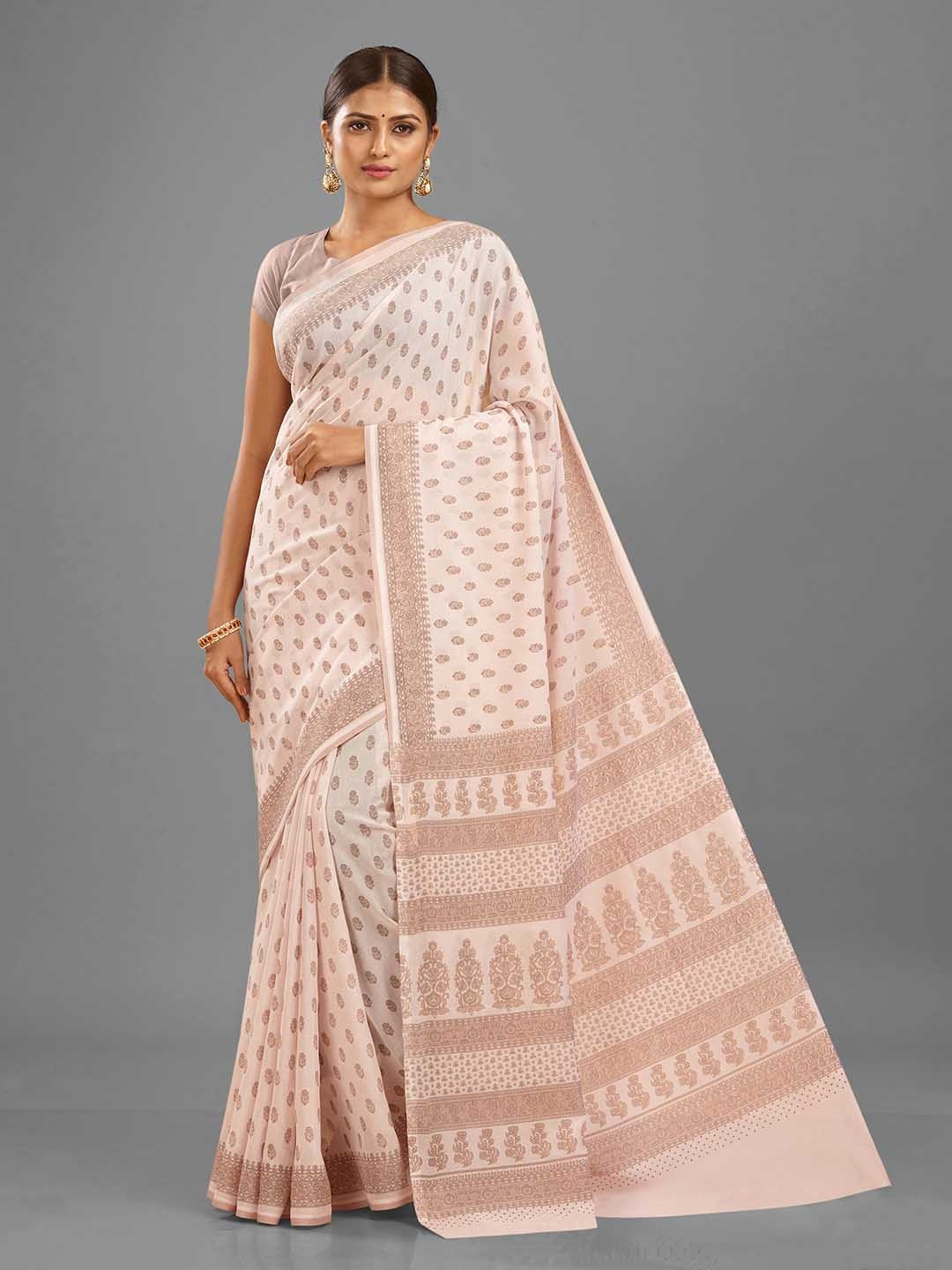 

SHANVIKA Ethnic Motifs Printed Saree, White