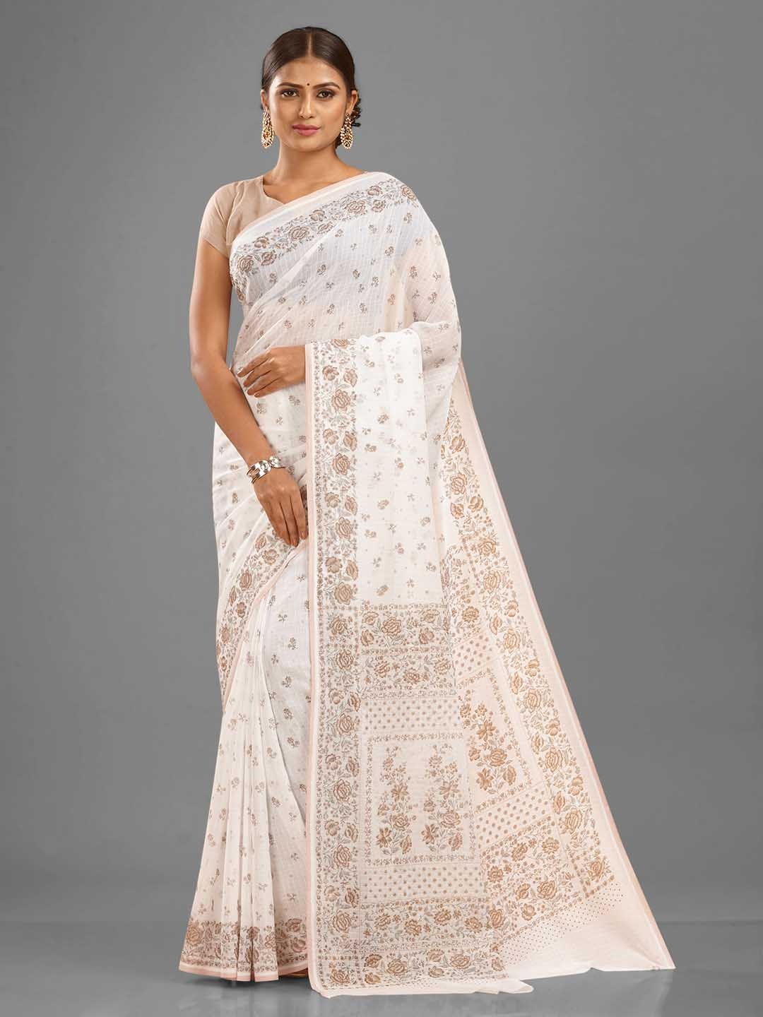 

SHANVIKA Floral Printed Saree, White