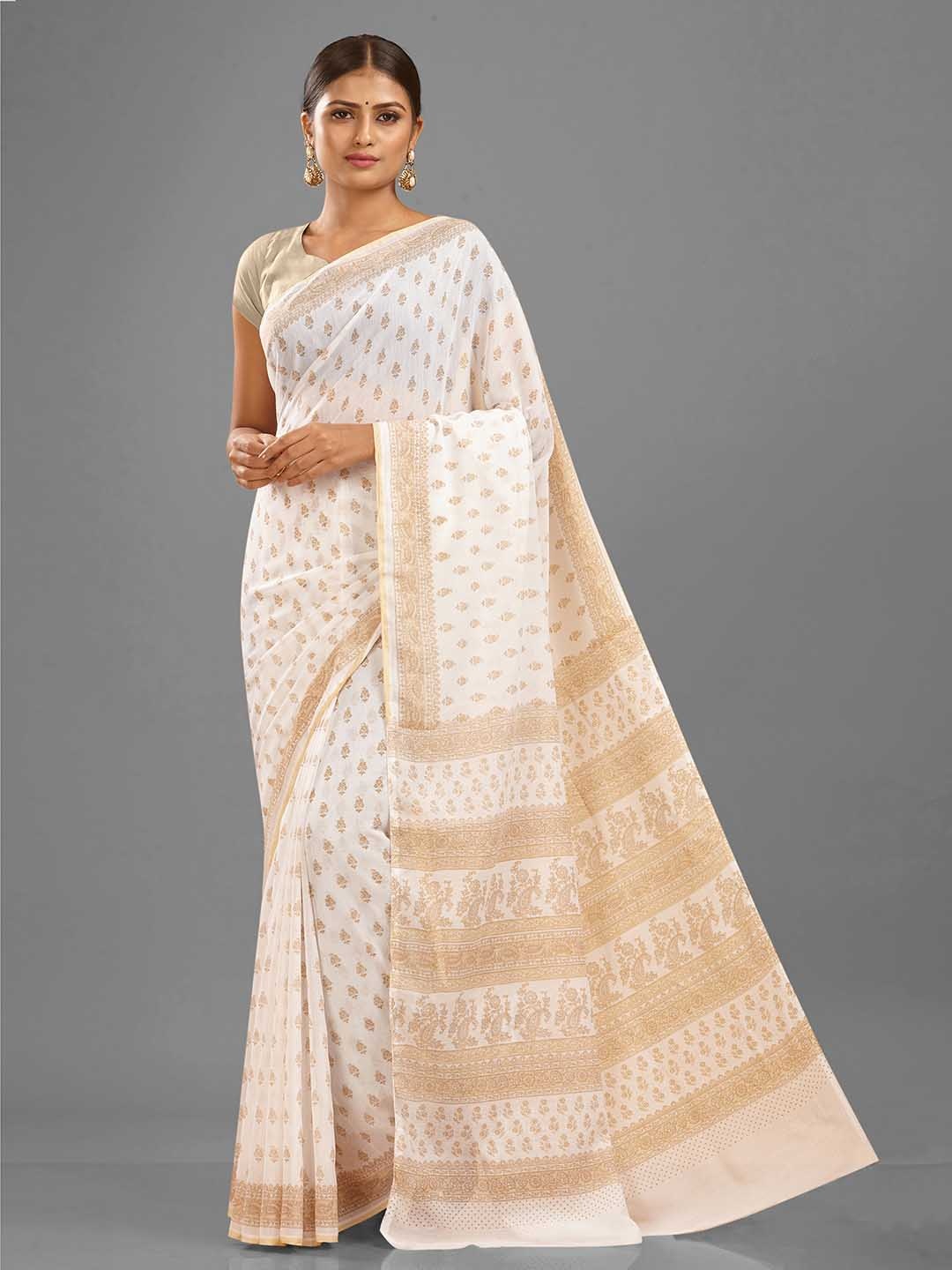 

SHANVIKA Floral Printed Saree, White