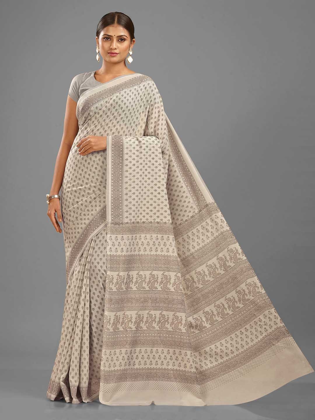 

SHANVIKA Ethnic Motifs Printed Saree, Off white