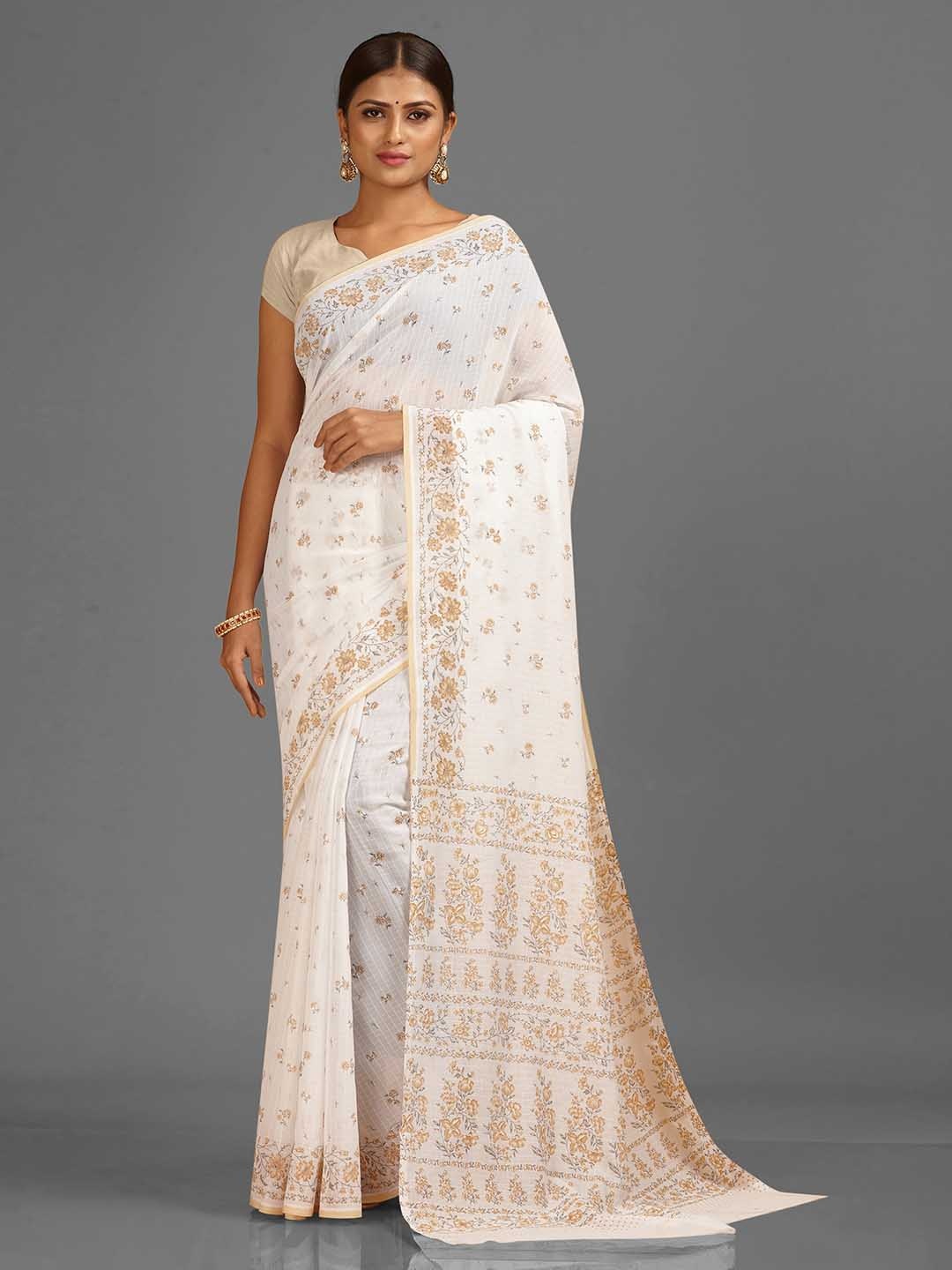 

SHANVIKA Floral Printed Saree, White