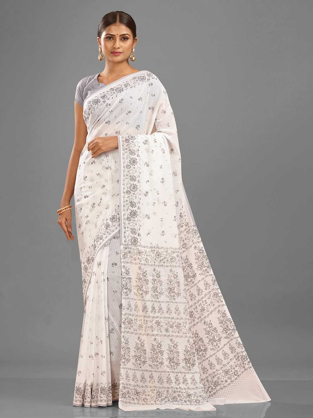 

SHANVIKA Floral Printed Saree, White