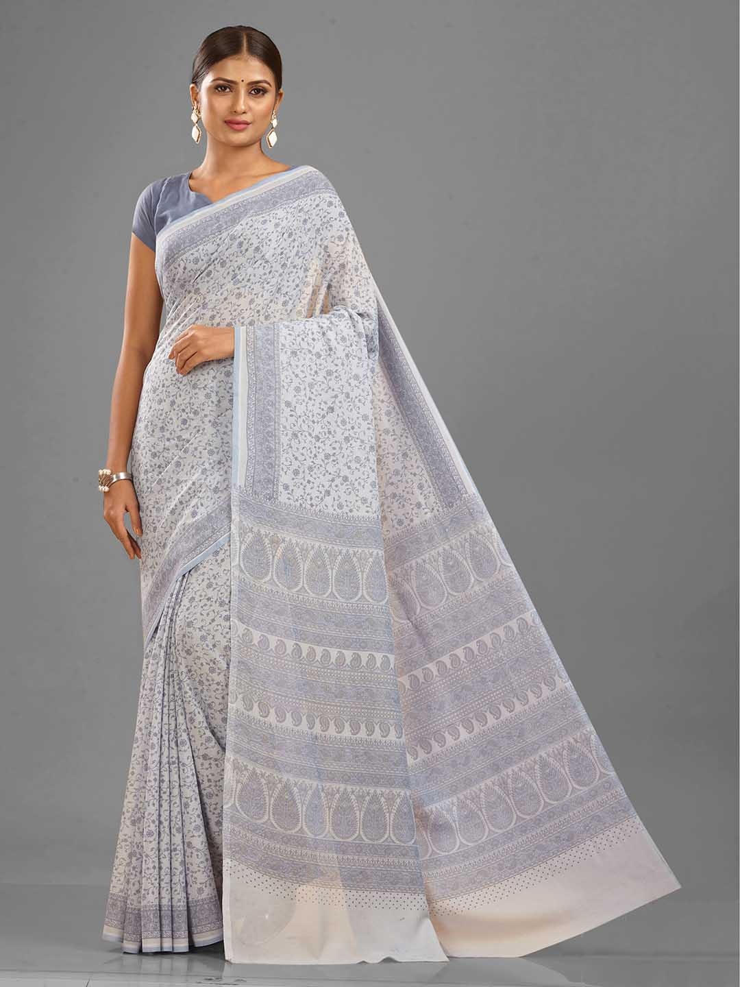 

SHANVIKA Floral Printed Saree, Blue