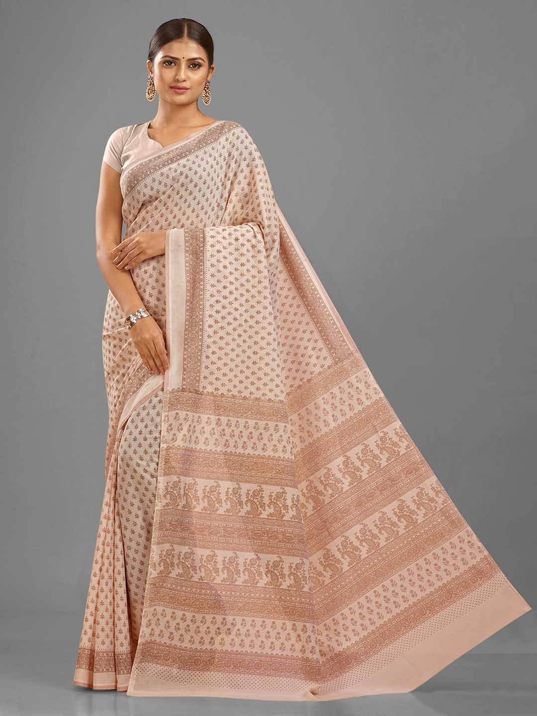 

SHANVIKA Ethnic Motifs Printed Saree, Beige