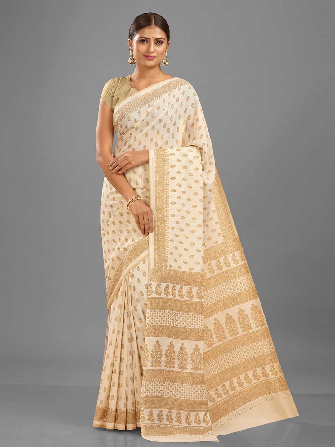 

SHANVIKA Floral Printed Saree, Beige