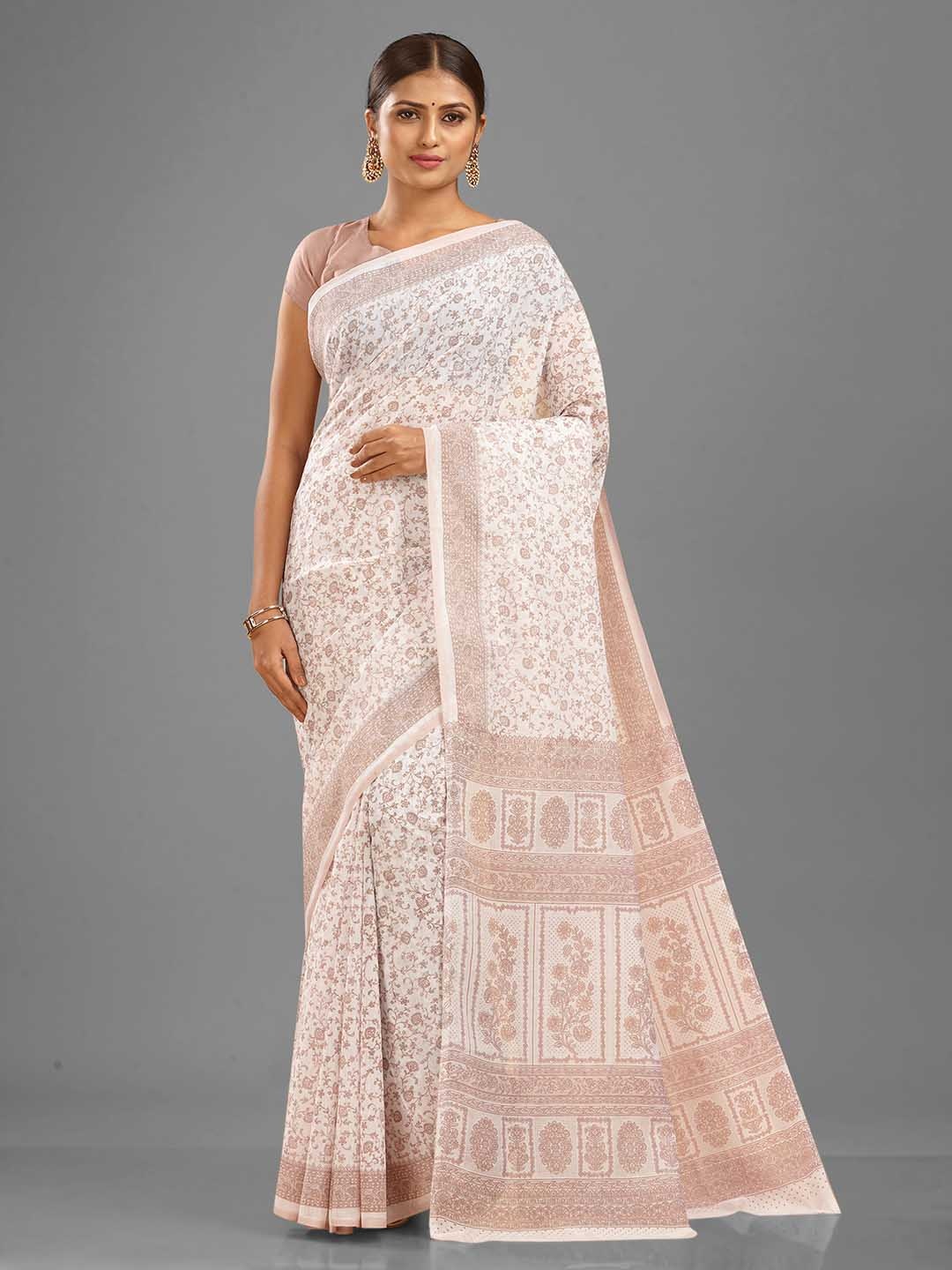 

SHANVIKA Floral Printed Saree, White