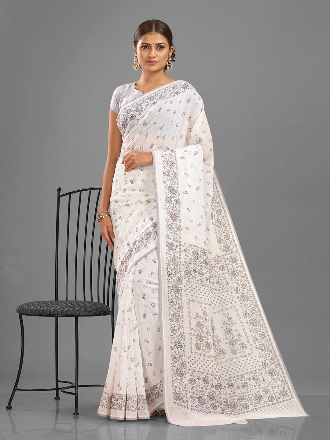 

SHANVIKA Floral Printed Saree, White
