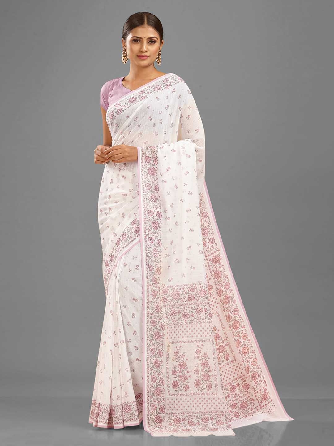 

SHANVIKA Floral Printed Saree, White