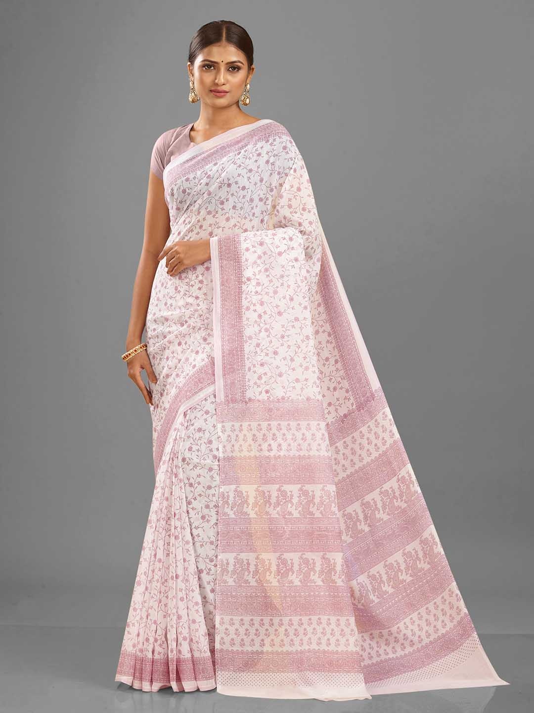 

SHANVIKA Floral Printed Saree, White