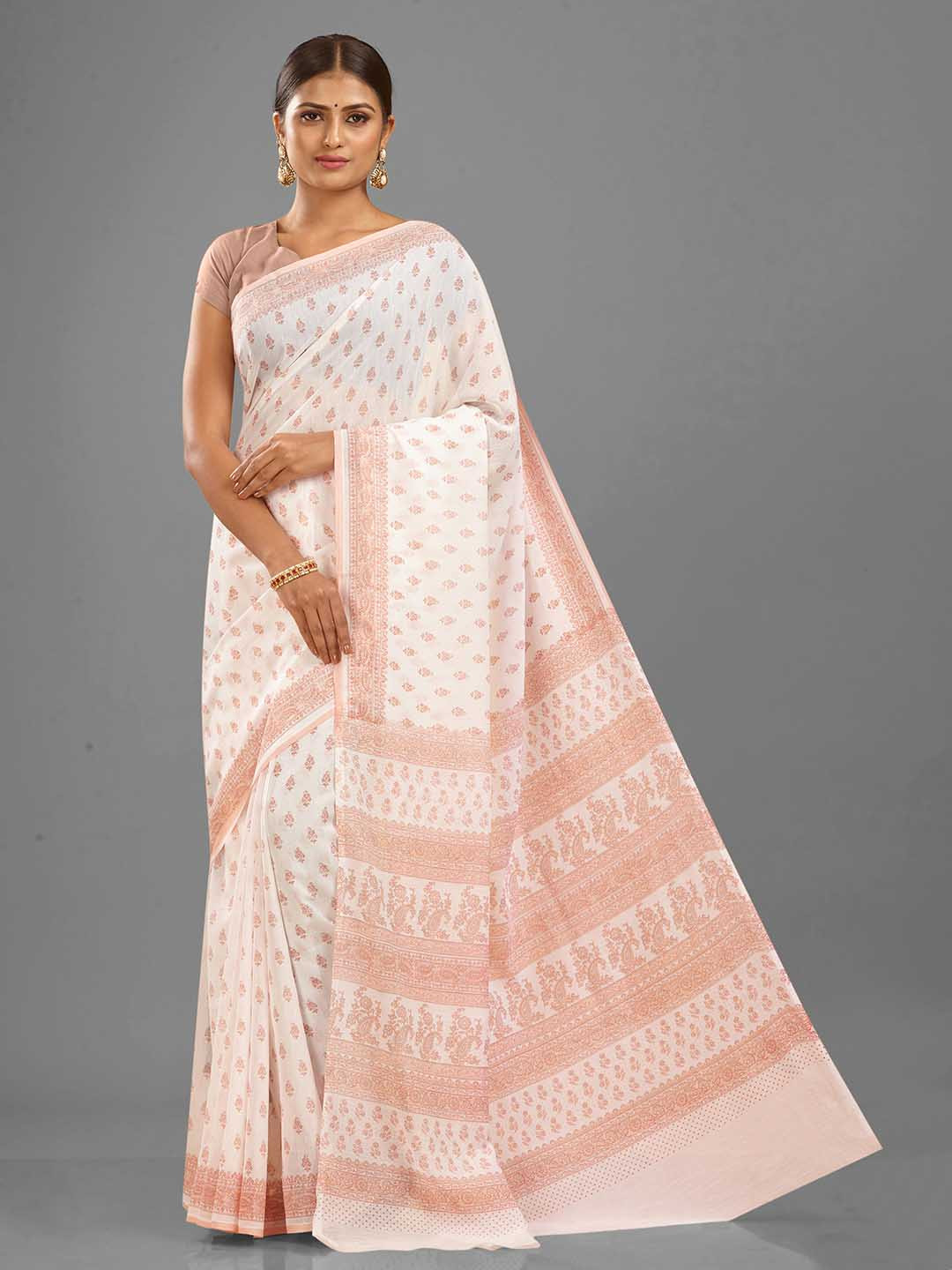 

SHANVIKA Floral Printed Saree, White