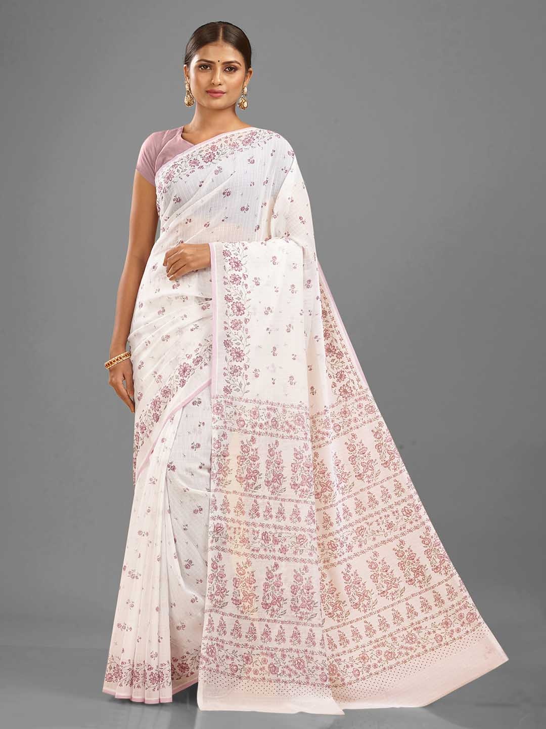 

SHANVIKA Ethnic Motifs Printed Saree, White