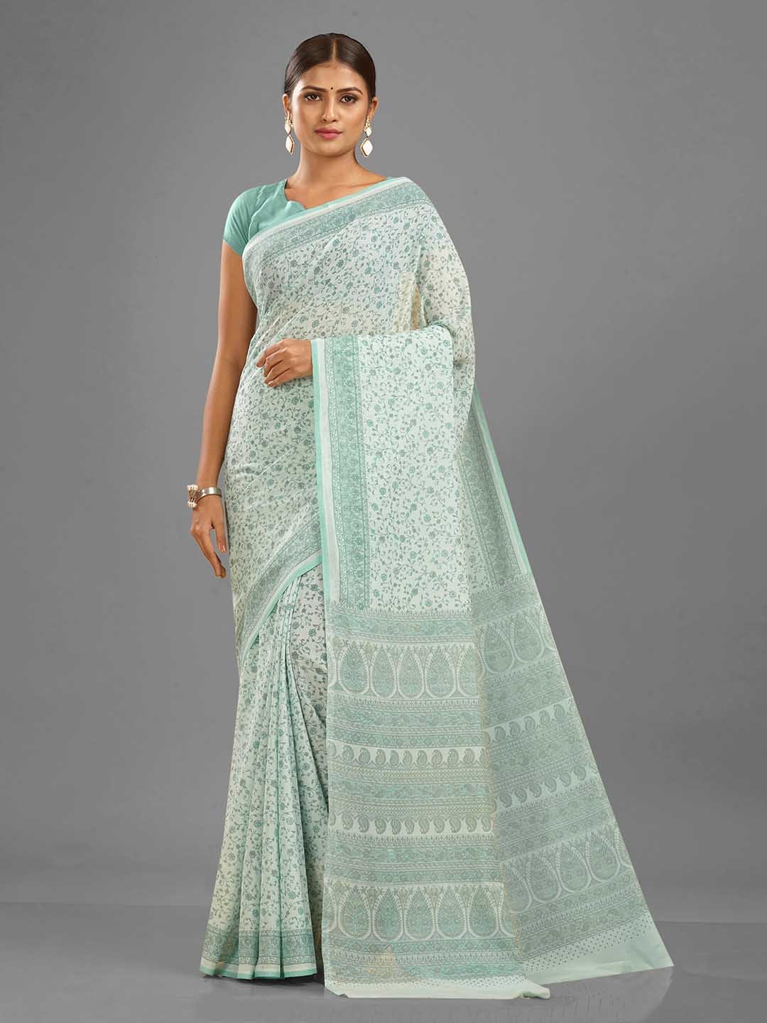 

SHANVIKA Floral Printed Saree, Sea green