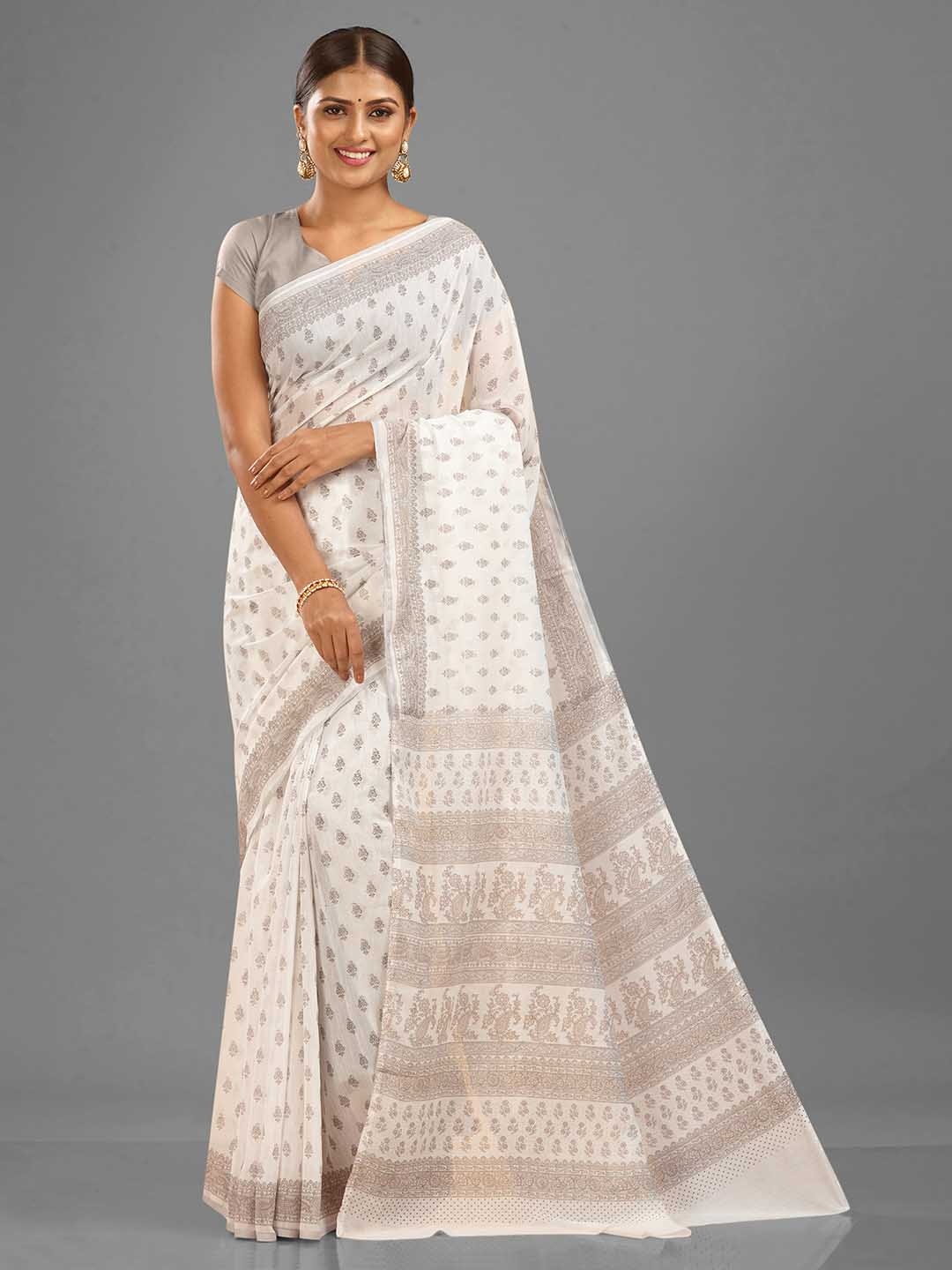 

SHANVIKA Floral Printed Saree, White