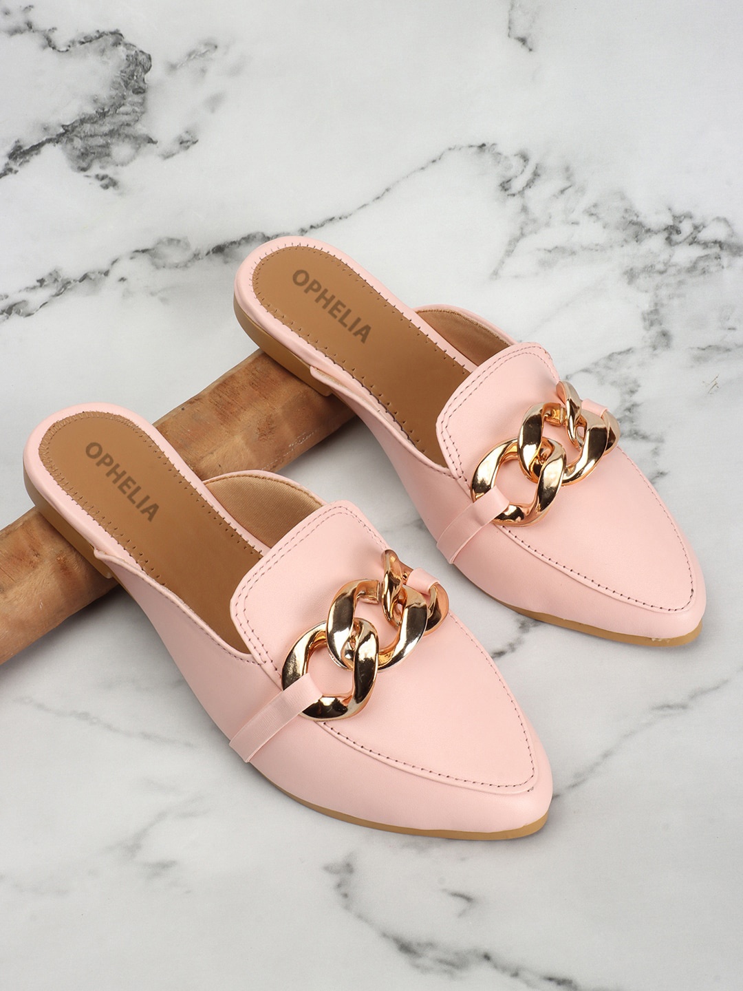 

OPHELIA Embellished Pointed Toe Mules, Pink