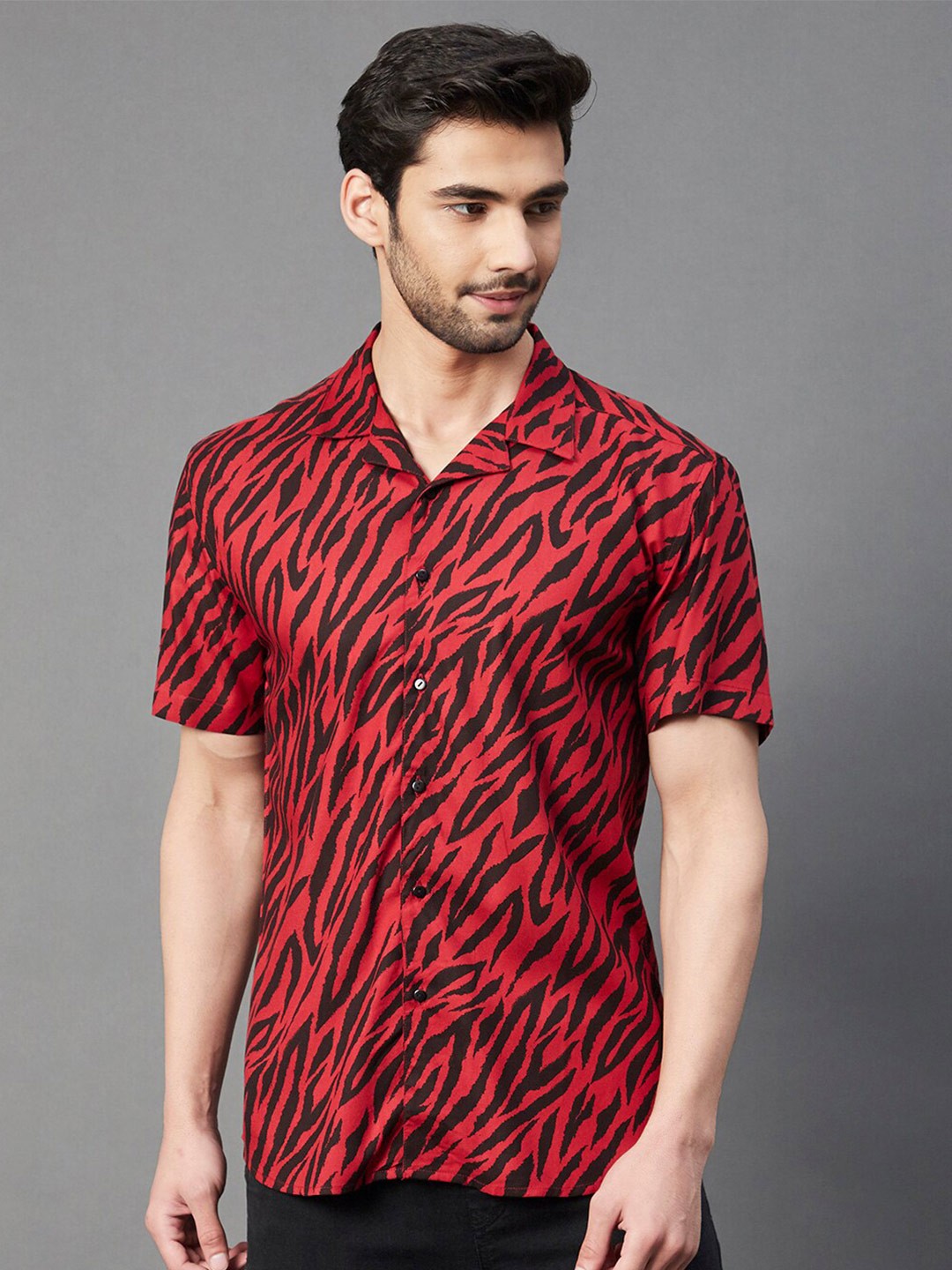 

Rigo Slim Fit Printed Casual Shirt, Red