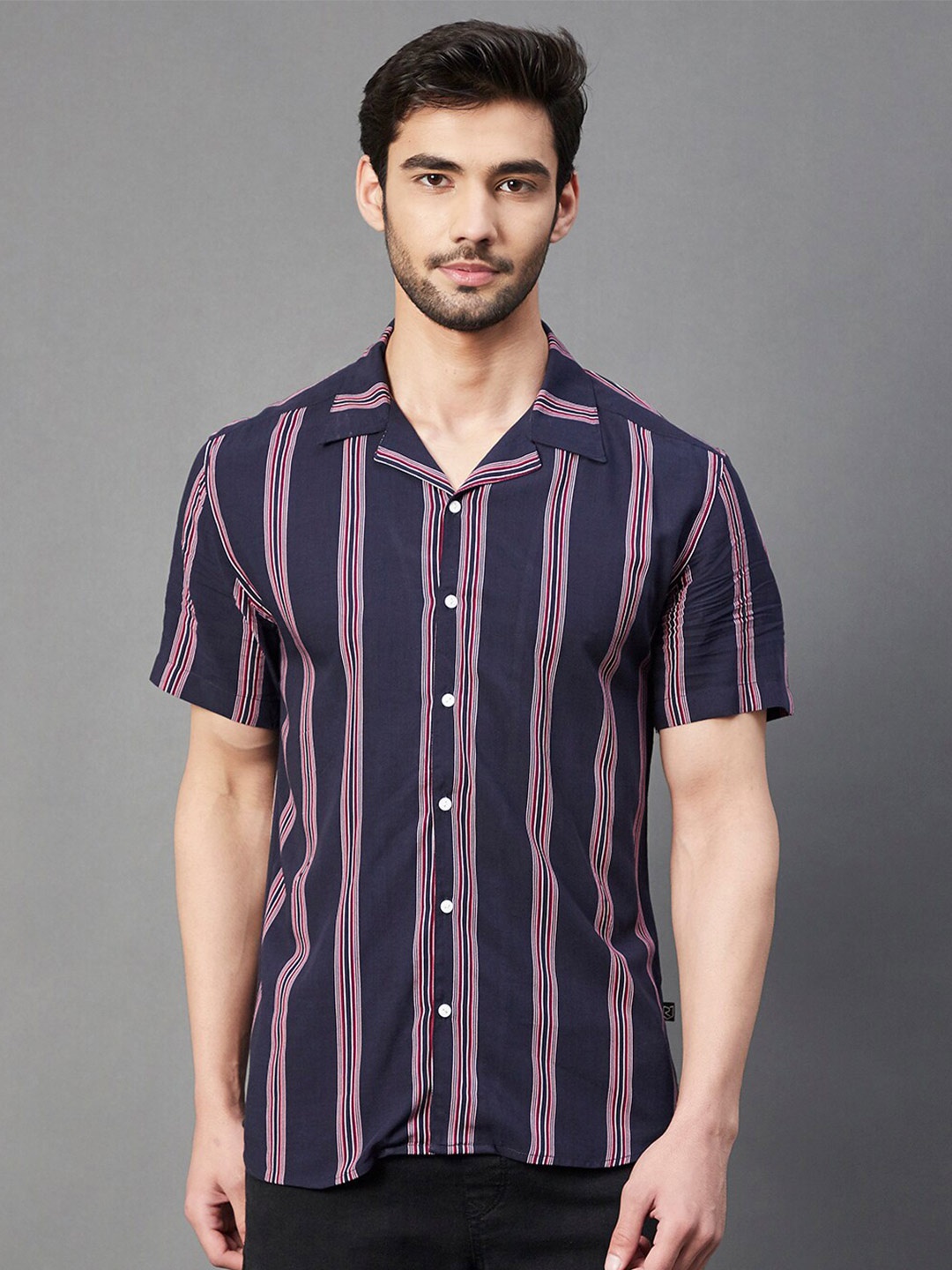 

Rigo Slim Fit Striped Casual Shirt, Navy blue